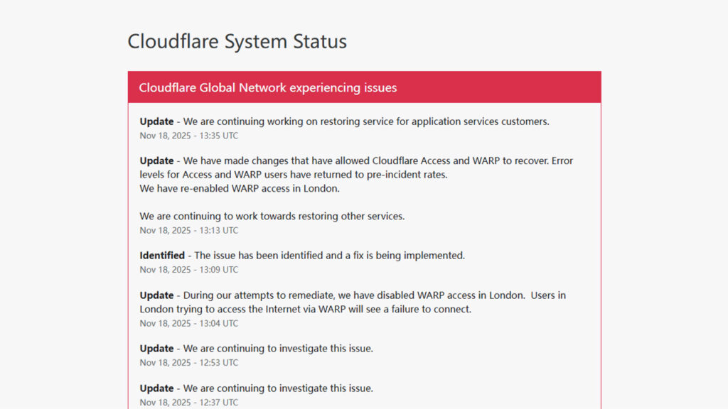 全球网路大瘫痪！Cloudflare内部出现故障，许多网站或社群平台无法开启